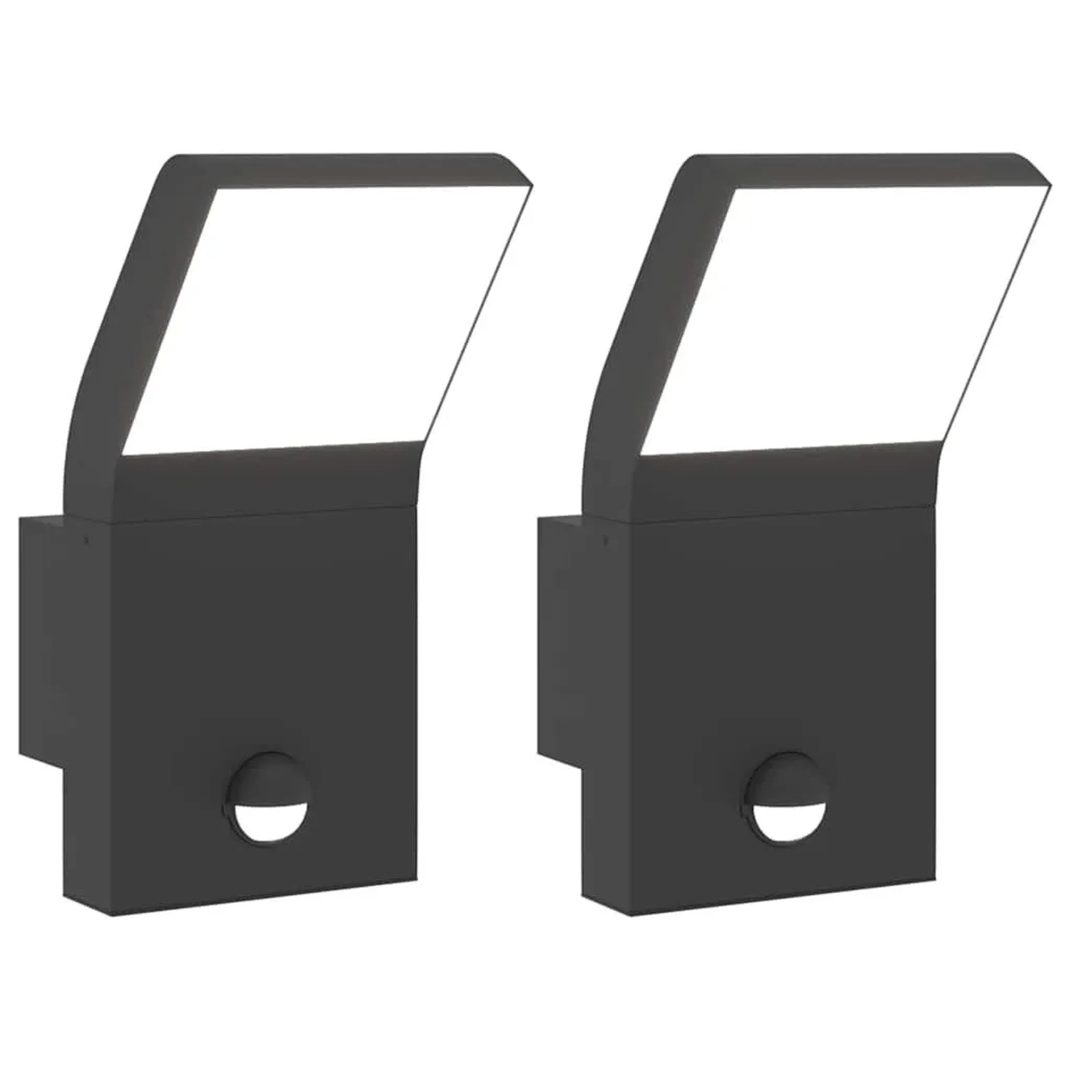 vidaXL LED-Außenwandleuchten mit Sensor 2 Stk Schwarz Aludruckguss 4006271