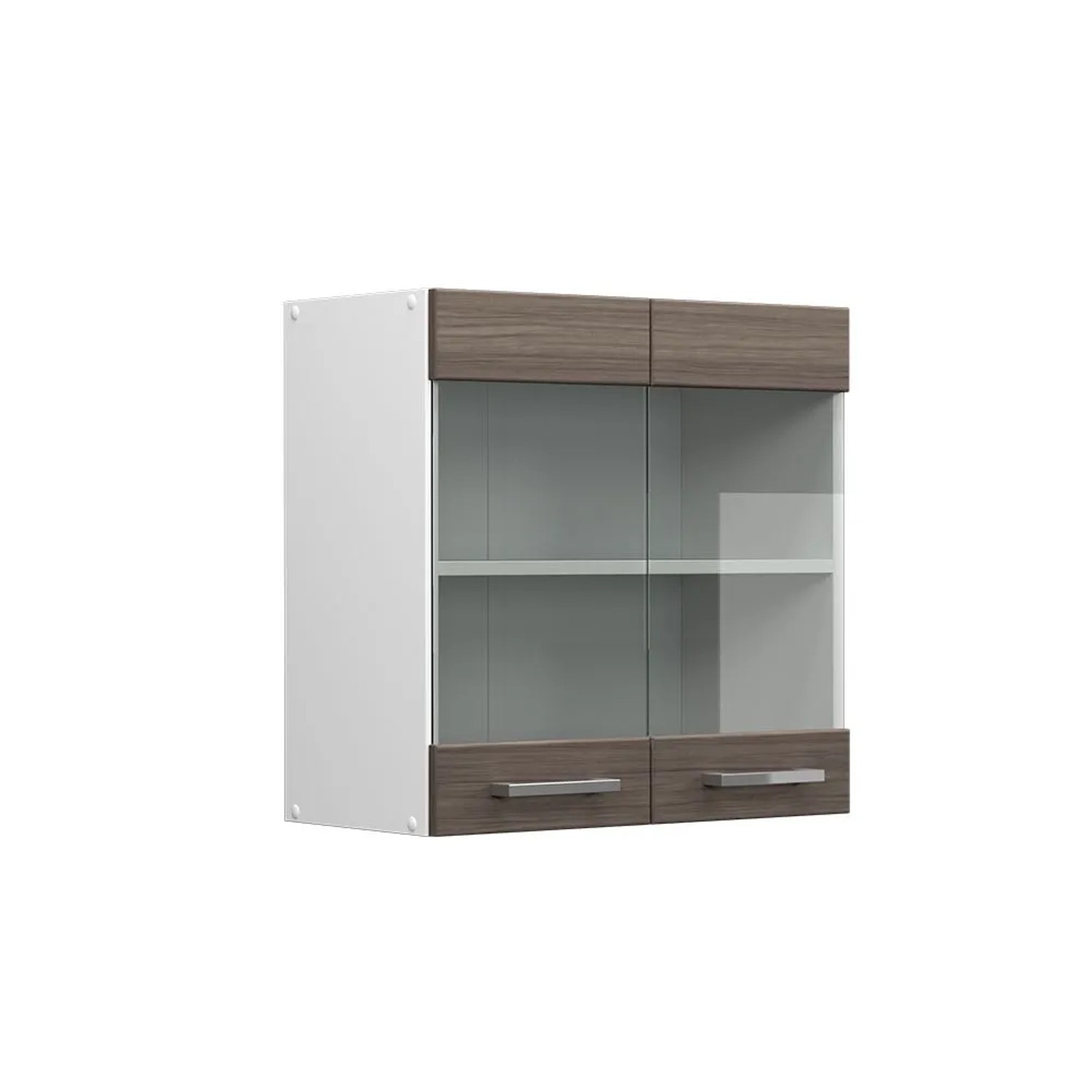 Vicco Küchenglasschrank R-Line Glashängeschrank Grau Weiß 60 cm