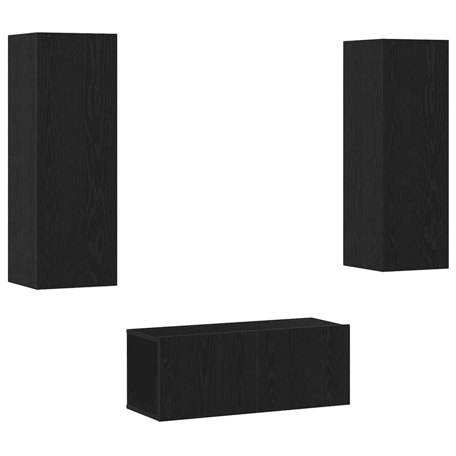 vidaXL TV-Schrank-Set 3-Tlg Schwarz Eichen-Optik Mittel MDF 3393292 günstig online kaufen