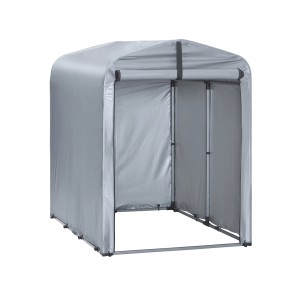 SoBuy Fahrradgarage für 1-2 Fahrräder Geräteschuppen mit UV-Schutz 120x163x176cm Grau KLS11-K
