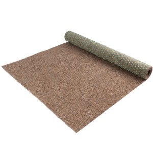Primaflor Rasenteppich Green Beige, teilweise aufgerollt, Noppen sichtbar.