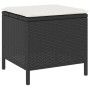Schwarzer vidaXL Gartenhocker aus Polyrattan mit Auflage, Teil der 4-tlg. Essgruppe.
