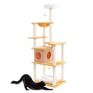 Fudajo Kratzbaum Weiß/Braun 164Cm Katzenkratzbaum Katzenbaum Katzenmöbel Katze