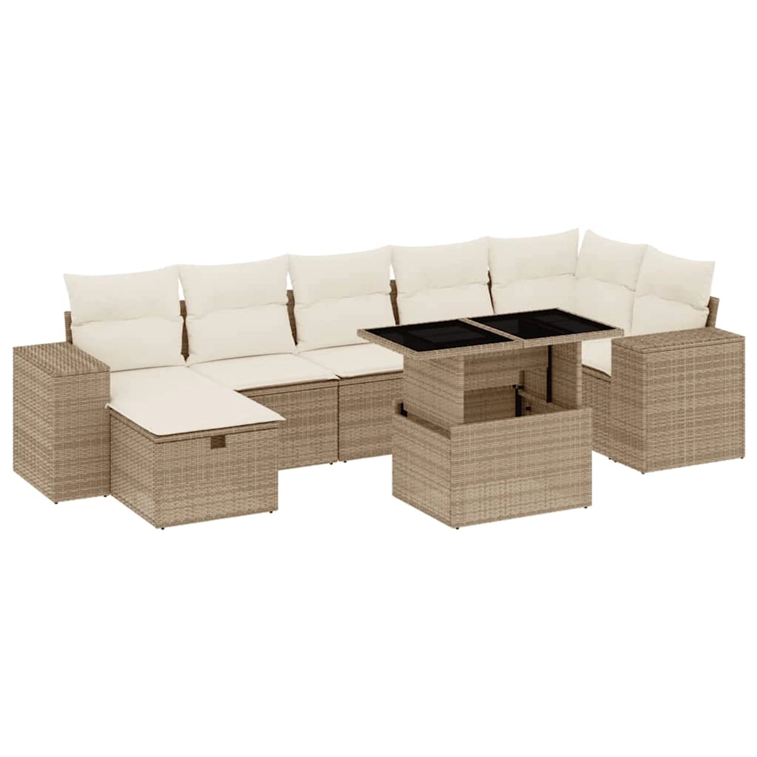 vidaXL 8-Tlg Garten-Sofagarnitur mit Kissen Beige Poly Rattan 3275308 günstig online kaufen