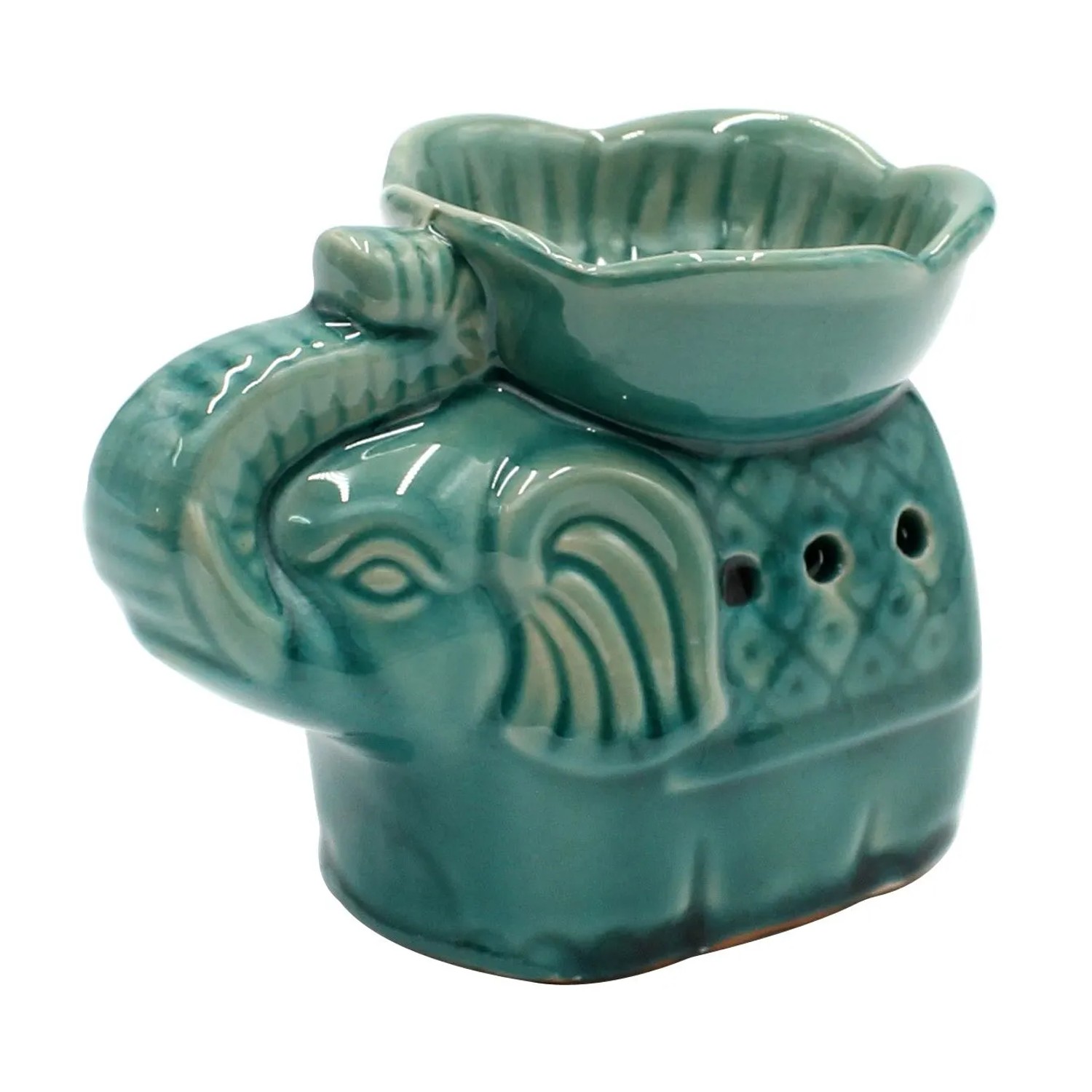 Dekohelden24 Duftlampe als Elefant in Türkis Aromalampe Duftlicht Duft Lampe L/B/H ca 14 x 9 x 10 cm