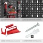 Tectake Werkzeuglochwand, sechsteilig, mit Haken und Halterungen. Werkzeugwand in Schwarz/Rot.