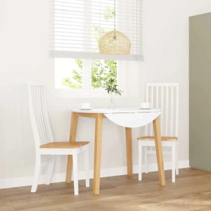 vidaXL Esszimmerstühle 2 Stk Weiß Massivholz Gummibaum 4102458