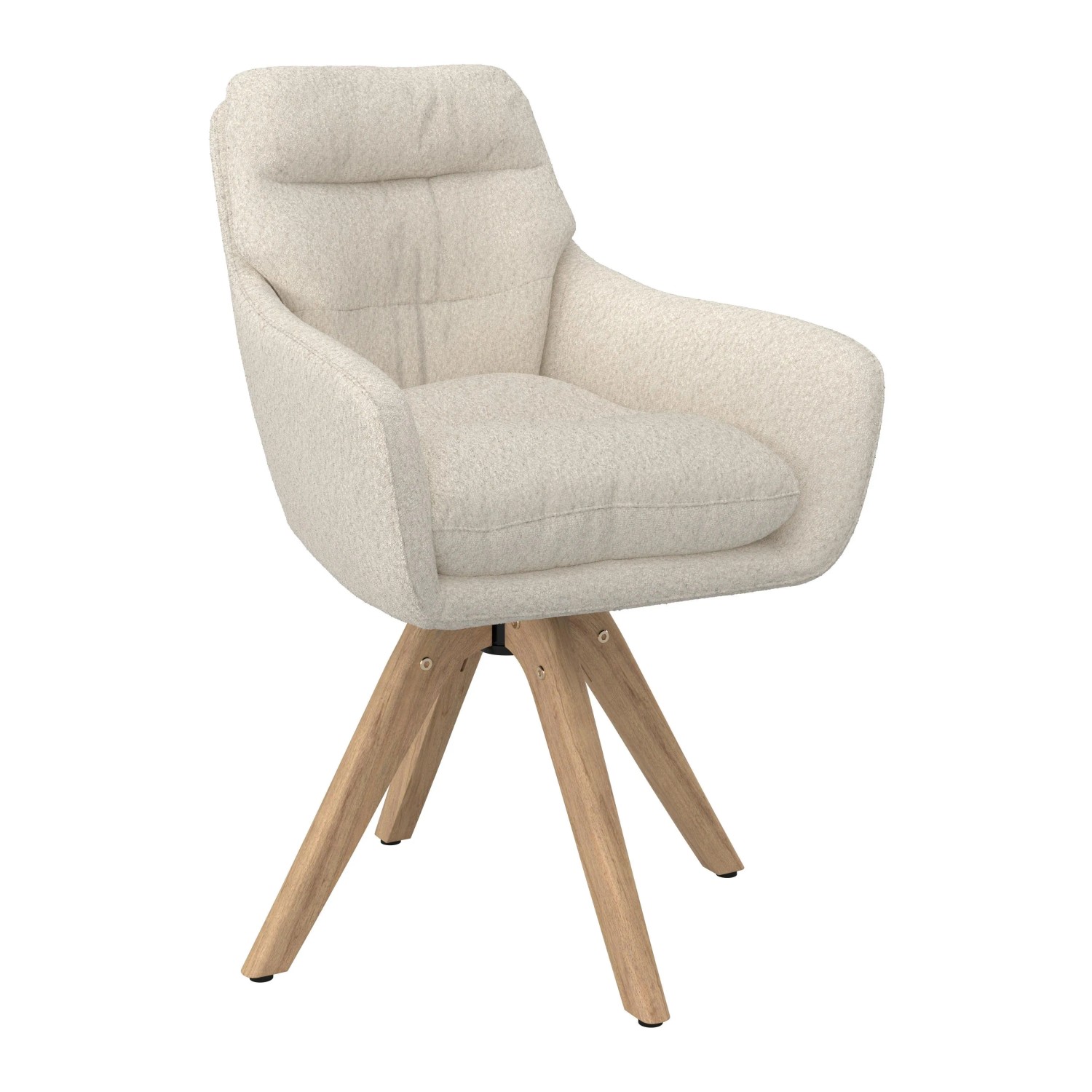 Bessagi Home Armlehnstuhl Juana Creme Bouclé Drehbar Gepolstert