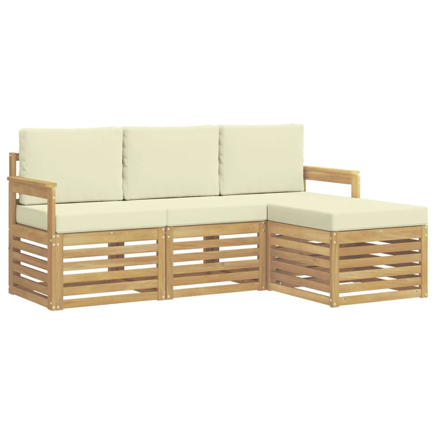 vidaXL Outdoor-Sofagarnitur 4-Tlg Weiß und Creme 189,5 x 122,5 x 73 cm 3391620