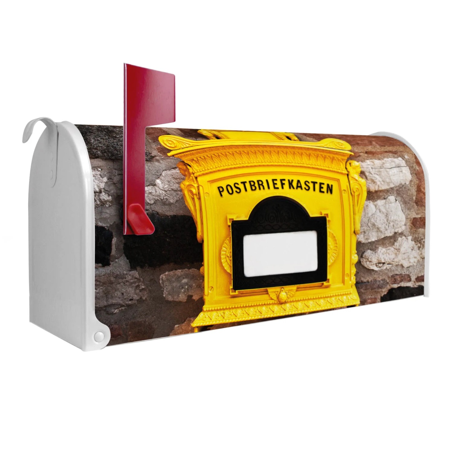 Banjado Amerikanischer Briefkasten Weiß  48x22x16cm - US Mailbox / Letterbox Postkasten Stahl / Pulverbeschichtet Motiv Wt Historischer Postkasten