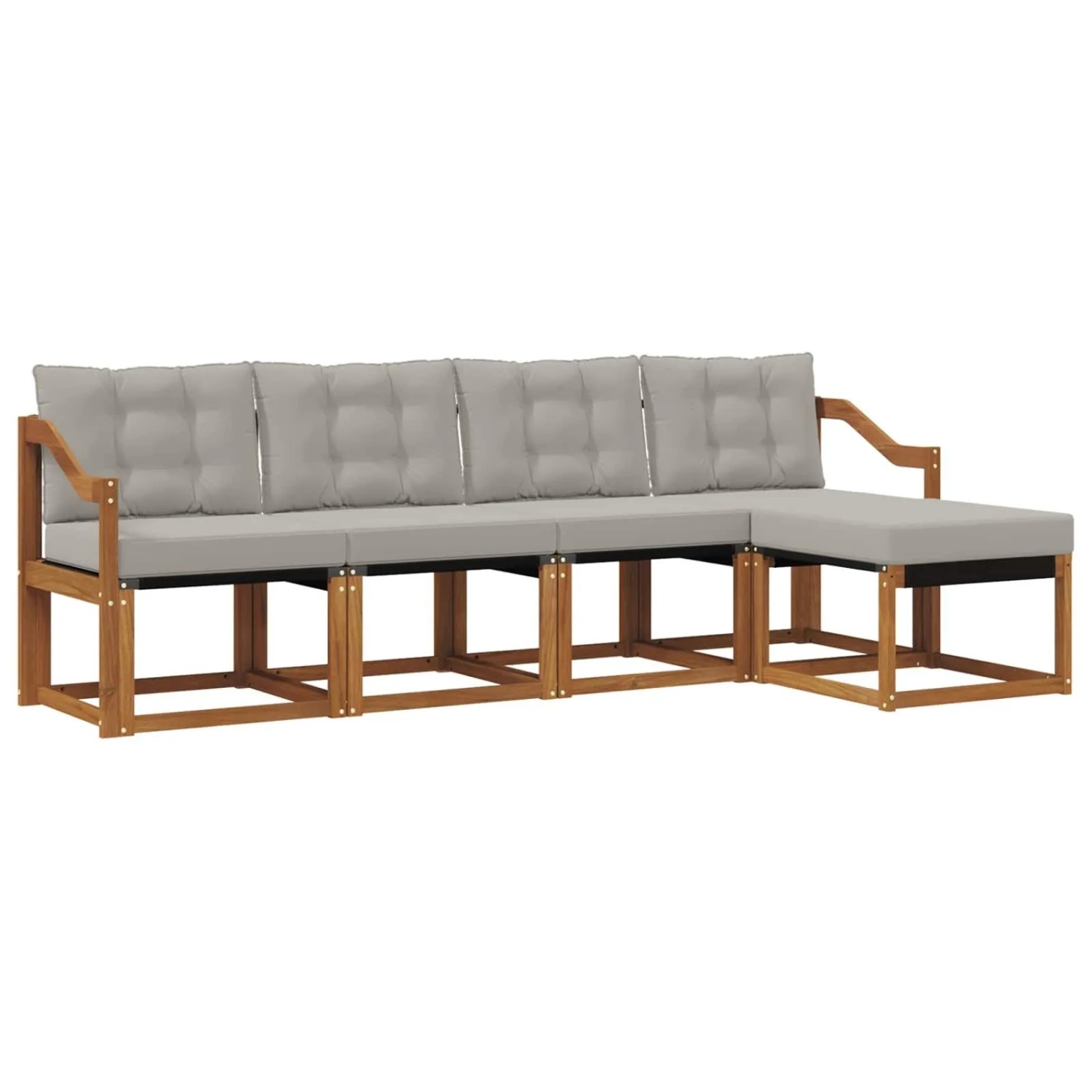 vidaXL Outdoor-Sofagarnitur mit Kissen 5-Tlg Natur und Hellgrau 3368578