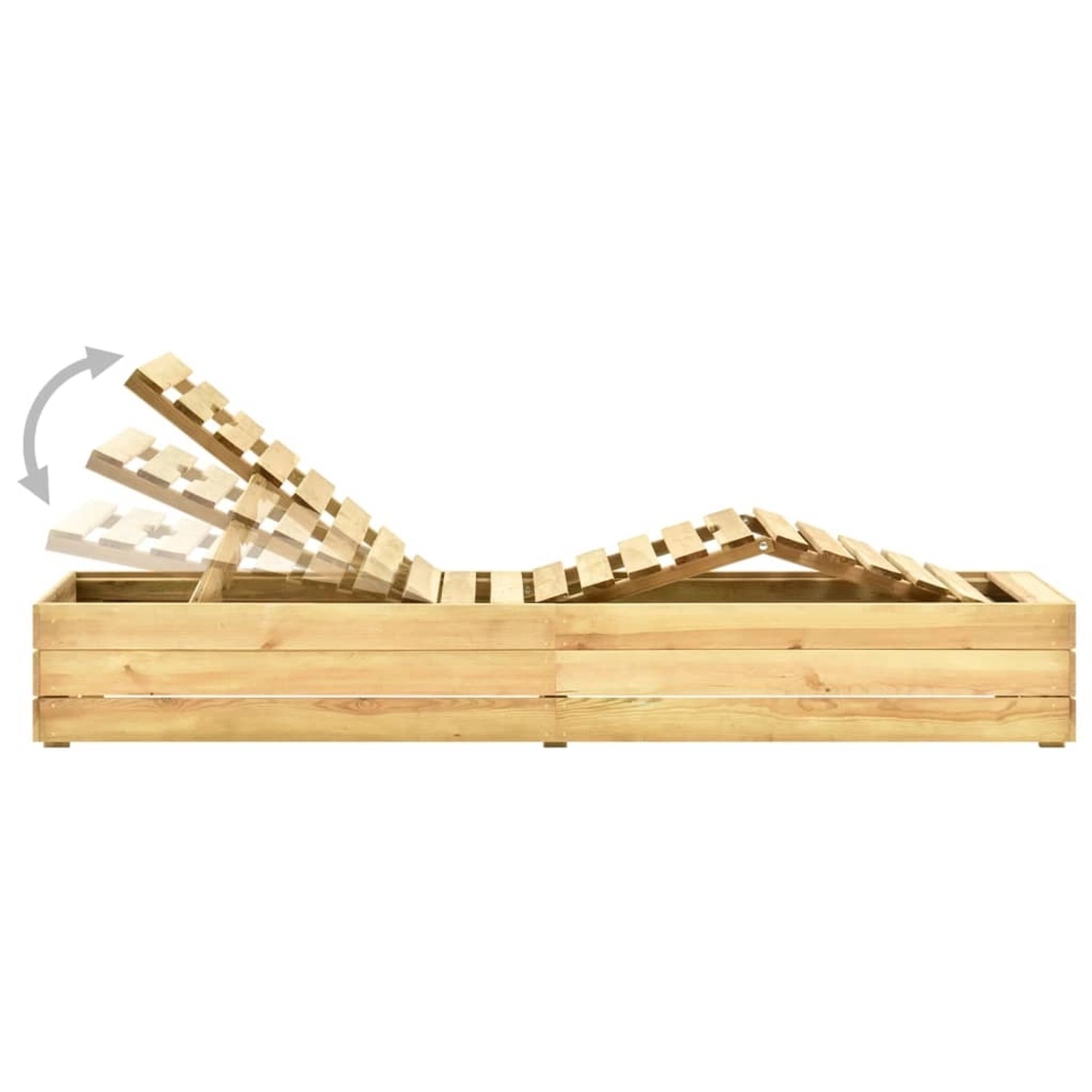 Grüne vidaXL Sonnenliege mit Tisch aus imprägniertem Kiefernholz, verstellbare Rückenlehne.