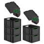 PROREGAL SparSet: 5 Euroboxen Nextgen Color, schwarz mit grünen Griffen und Auflagedeckel.