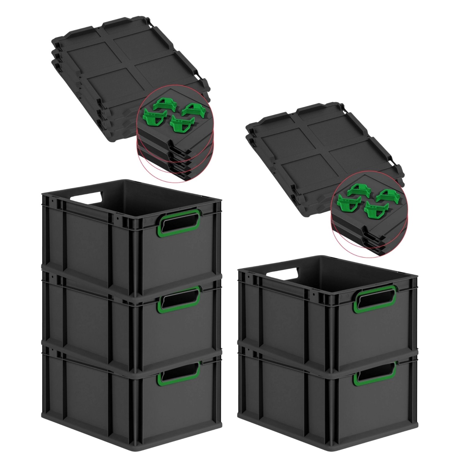 PROREGAL SparSet 5x Eurobox Nextgen Color Mit Auflagedeckel HxBxT 22x30x40c günstig online kaufen