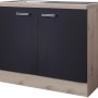 Flex-Well Spülenunterschrank Lara, 100 cm, Anthrazit und San Remo Eiche Dekor.