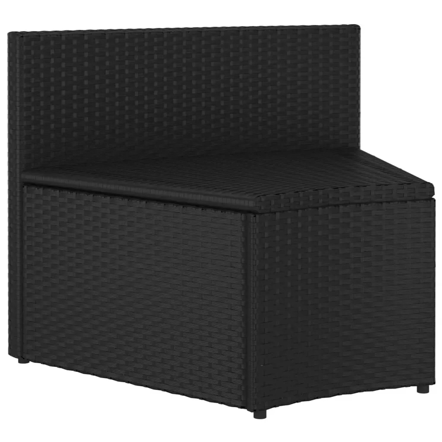 Schwarzes vidaXL Gartensofa aus Polyrattan, Teil einer 7-tlg. Garnitur. Gartenmöbel mit Rückenlehne.