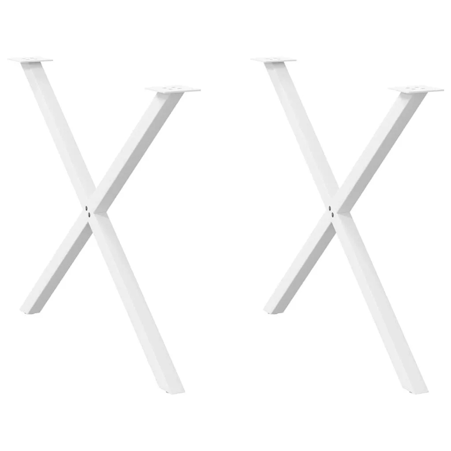 vidaXL Esstischbeine X-Form 2 Stk Weiß 90x72-73 cm Stahl 4012925