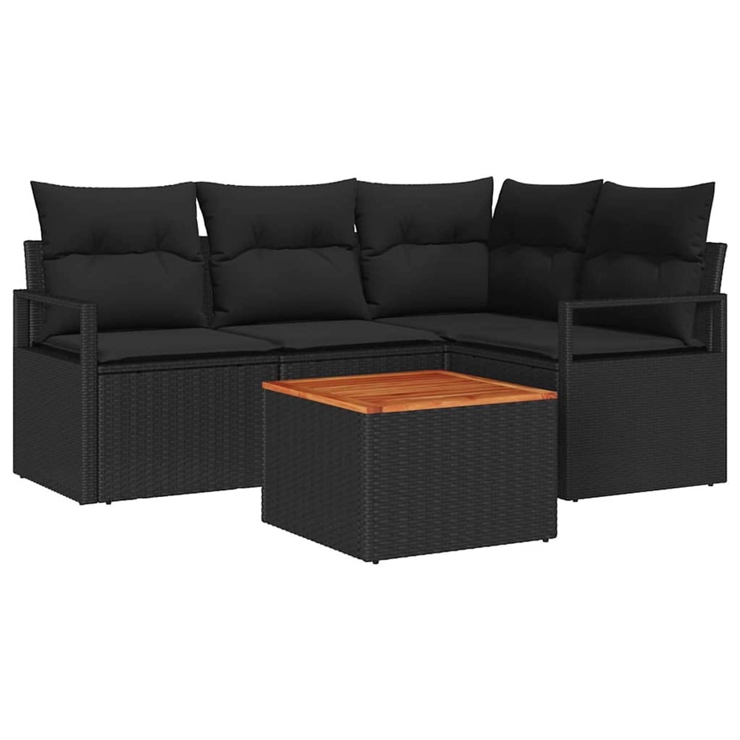 vidaXL Garten-Sofa-Set mit Kissen 5-Tlg Schwarz Poly Rattan 3347702 günstig online kaufen