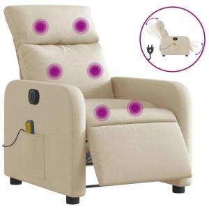 Elektrischer Massagesessel Modell 13 in Creme mit Vibrationsmassage und Stoffbezug.