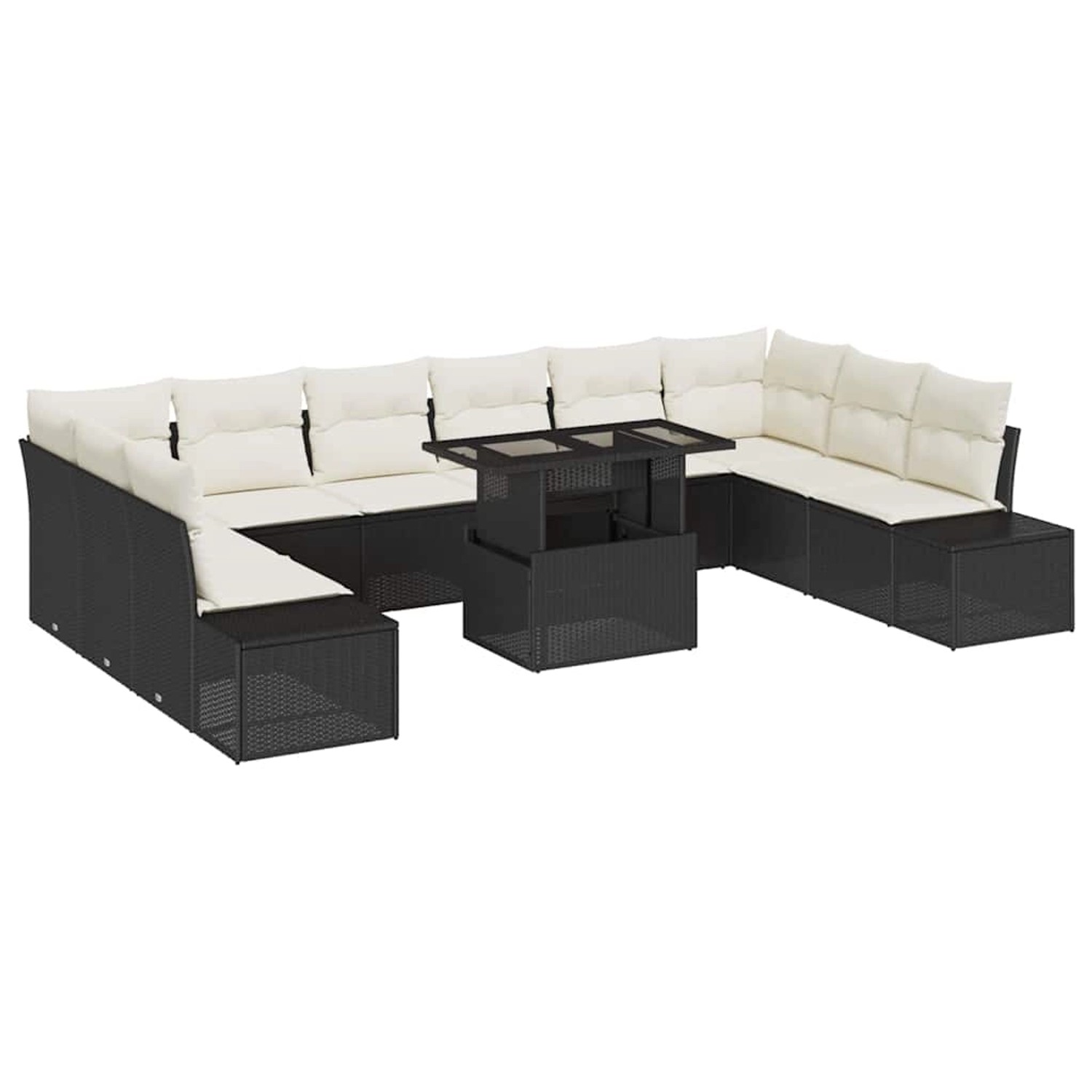 vidaXL Garten-Sofa-Set mit Speicher 11-Tlg Schwarz Poly Rattan 3357990 günstig online kaufen