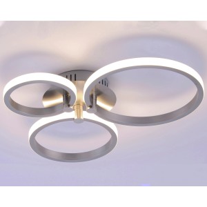 Moderne LED-Deckenleuchte Johanna aus Stahl mit drei Leuchtringen, 49x40 cm.