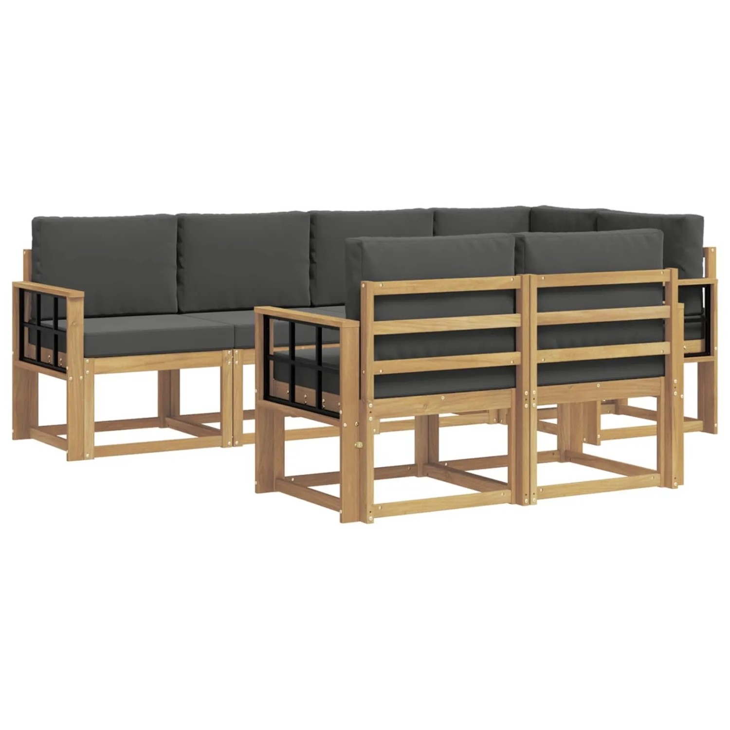 vidaXL Outdoor-Sofagarnitur 7-Tlg Weiß und Anthrazit Polyester 3387781