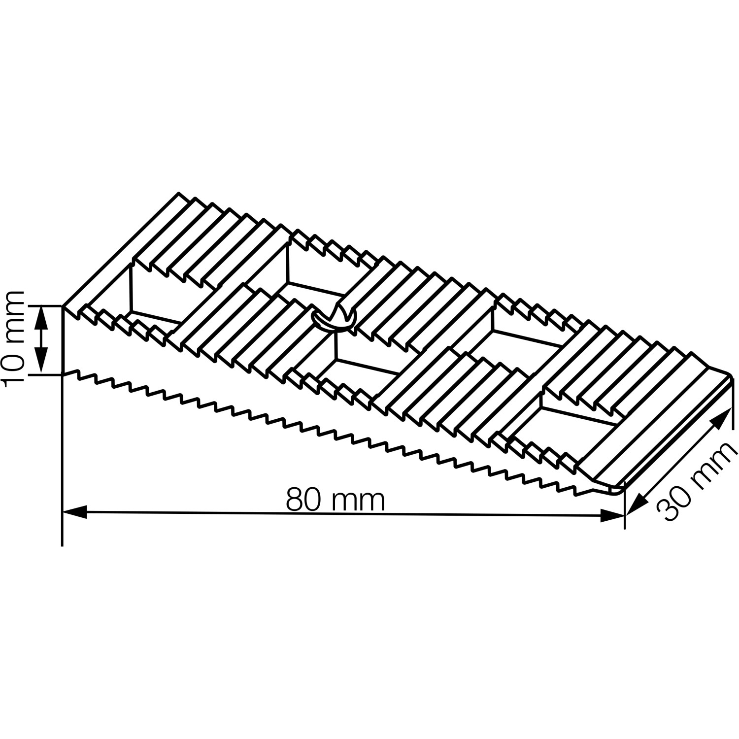 Grüner Keil (80x30x10mm) mit Sägezahnprofil für Fenster-Zubehör, 30 Stück.