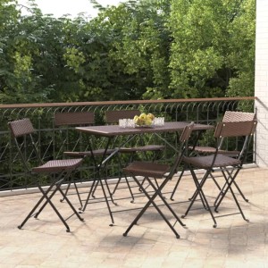 vidaXL Bistrostühle 6 Stk Klappbar Braun Poly Rattan und Stahl 3152116