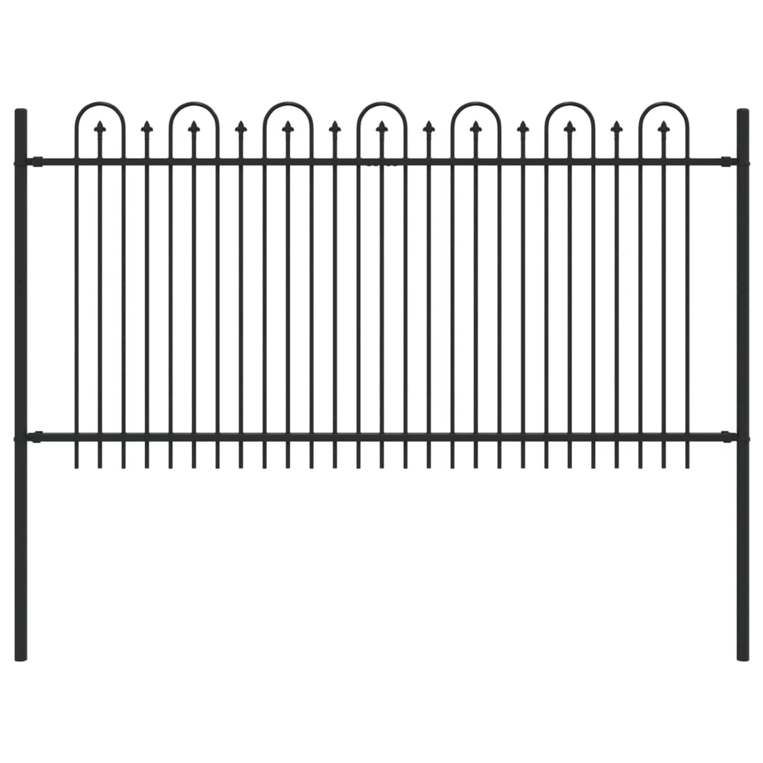 vidaXL Spitzenbogenzaun Schwarz 200 x 150 cm Pulverbeschichteter Stahl 42030092