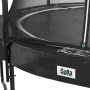 Detailansicht: Schwarzes Salta Premium Gartentrampolin Ø 366 cm mit Sicherheitsnetz und dickem Schutzrand.