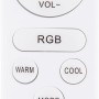 Fernbedienung für Globo LED-Deckenleuchte Raffy, weiß, mit Tasten für Lichtfarbe, Lautstärke und RGB-Modus.