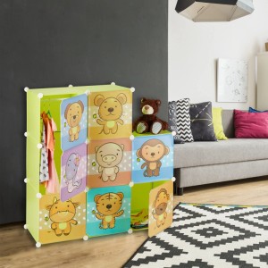 Relaxdays Kinderregal Kunststoff Metall Hellgrün Stecksystem 145 cm x 74 cm x 36,5 cm 6,3 kg