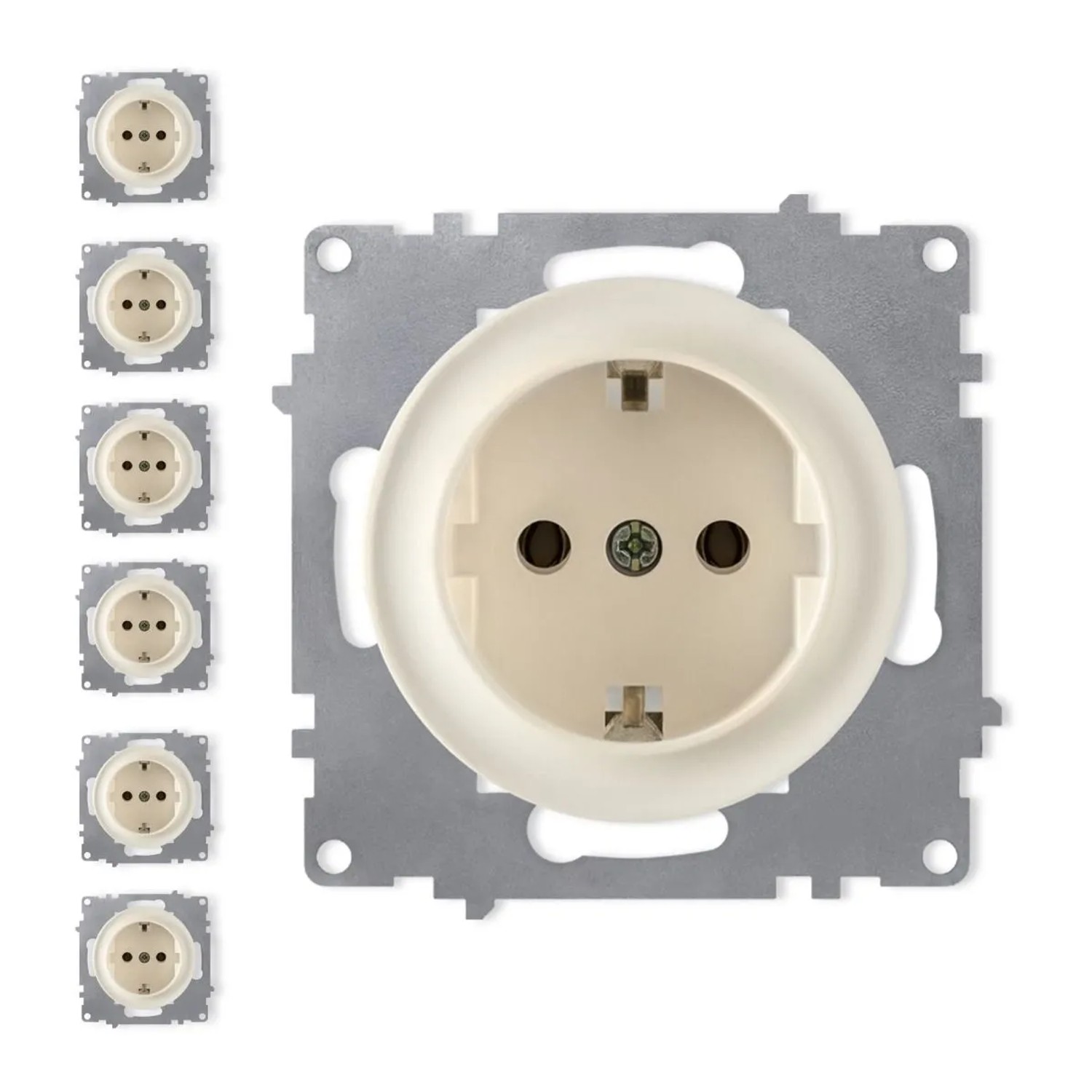 OneKeyElectro 7x Schuko Steckdosen Set Beige