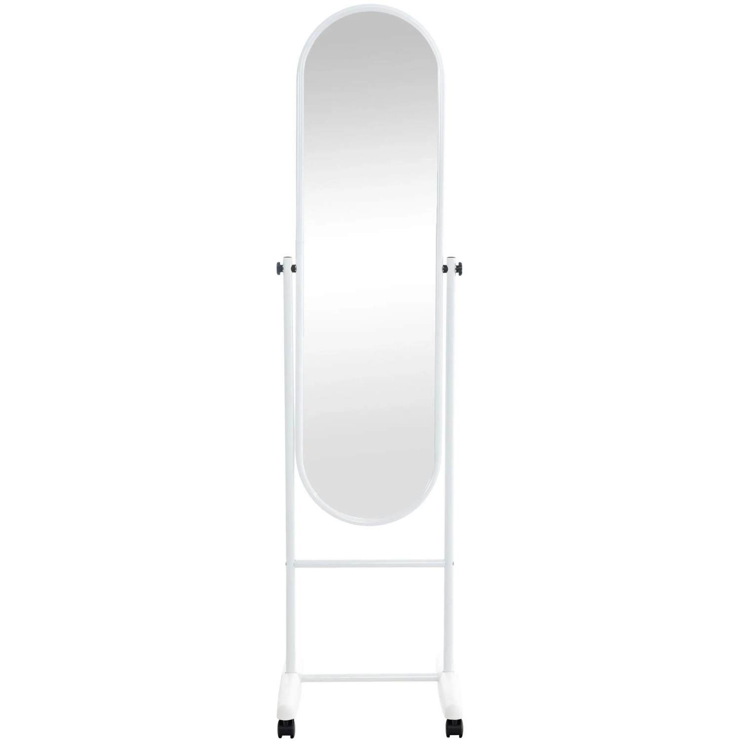 DELUKE Standspiegel MILANO Metall Weiß 40x42x155cm Mobiler Ganzkörperspiegel Freistehender Spiegel Mit Rollen