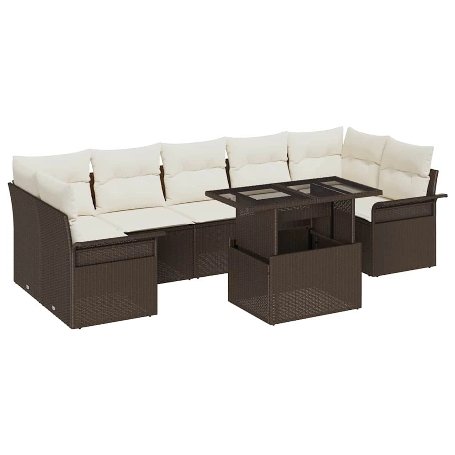 vidaXL Garten-Sofa-Set mit Kissen 8-Tlg Braun Poly Rattan 3348234 günstig online kaufen