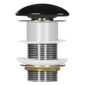 LuxeBath Ablaufgarnitur für Waschbecken ohne Überlauf Schwarz Glänzend