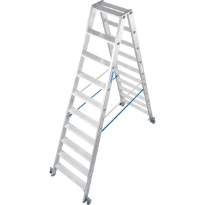 Krause Doppelleiter Stabilo mit 2 x 10 Stufen, fahrbar, für den flexiblen Einsatz.