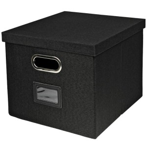 Schwarze HMF Aufbewahrungsbox mit Deckel, passend für DIN A4 Hängeregister und Kallax Regale.