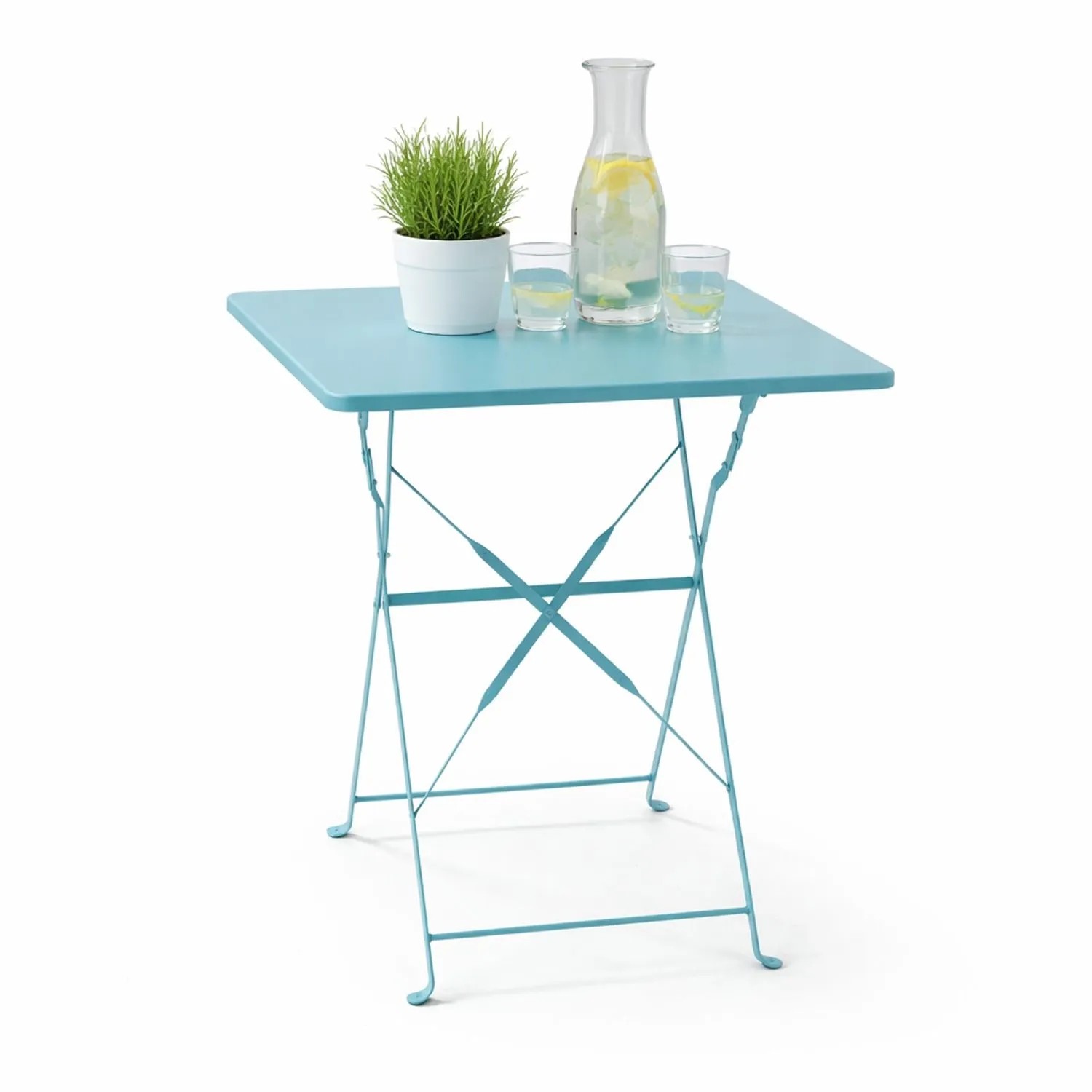 Thumbnail - Mojawo Klapptisch Bistrotisch Outdoortisch Campingtisch Türkis 60x60xH71cm Metall