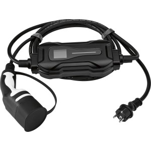 Typ 2 EV-Ladegerät für Elektroautos und Hybride, 5 m Kabel, mit Schutzkontakt-Stecker.