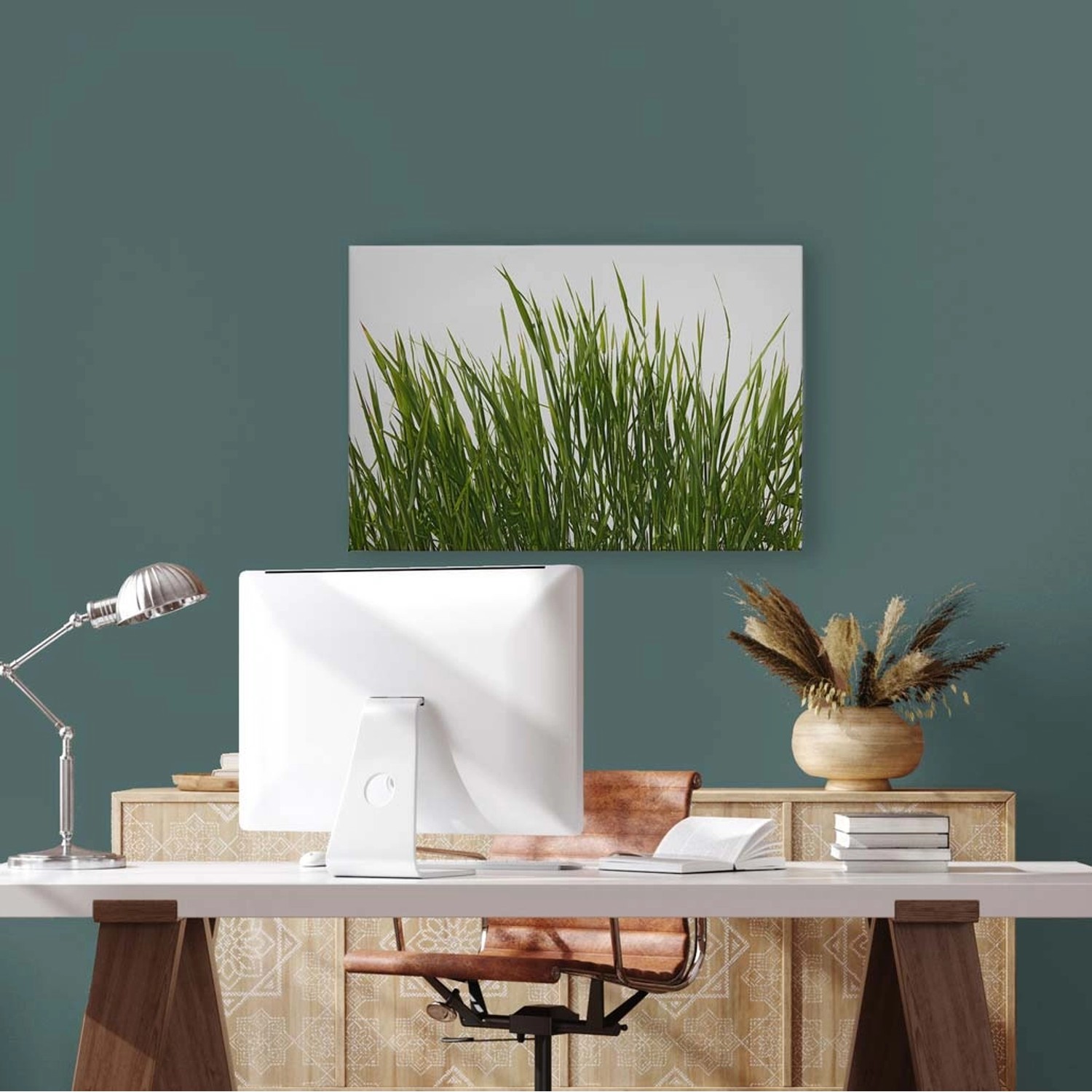 Bricoflor Wandbild Mit Wiese Grün Weiß Leinwandbild Mit Gras Motiv In 90 X günstig online kaufen