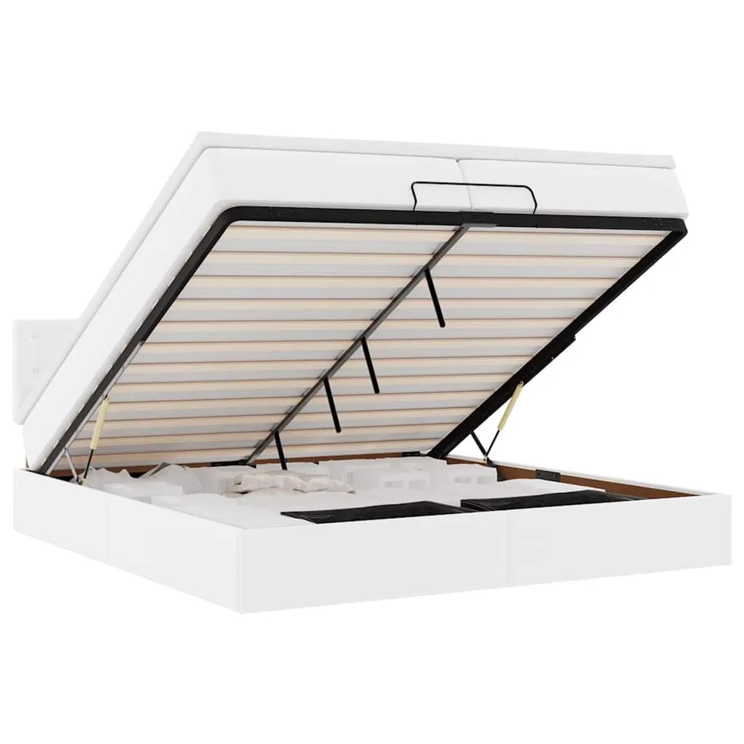 vidaXL Ottoman-Bett mit Matratzen und LEDs Reinweiß 200x200cm Kunstleder 3312173