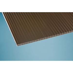 Nahaufnahme einer bronzefarbenen PC Stegplatte für Carport Premium Anthrazit.
