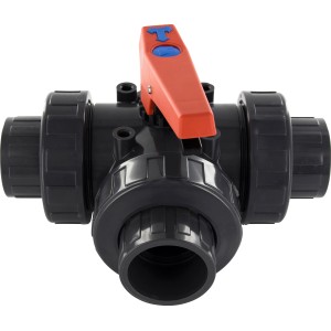 Steinbach PVC 3-Wege-Kugelhahn für Pool Verrohrung, aus robustem Kunststoff.