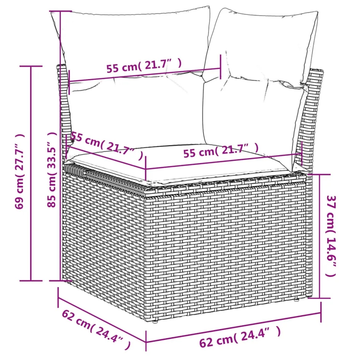 vidaXL Garten-Sofagarnitur, 11-teilig, beige Poly Rattan mit Kissen. Gartenmöbel für Terrasse und Garten.