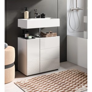 Inn.Furn Waschbeckenunterschrank Weiß Hochglanz 60 cm Larik