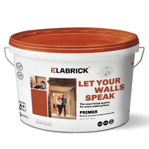 Weißer 5 kg Eimer Elabrick Haftgrundierung für ca. 20 m², geeignet für Innen- und Außenbereiche.