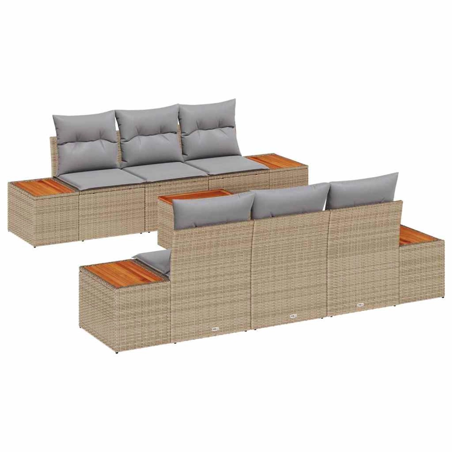 vidaXL Garten-Sofa-Set mit Kissen 7-Tlg Beige Poly Rattan 3348031 günstig online kaufen