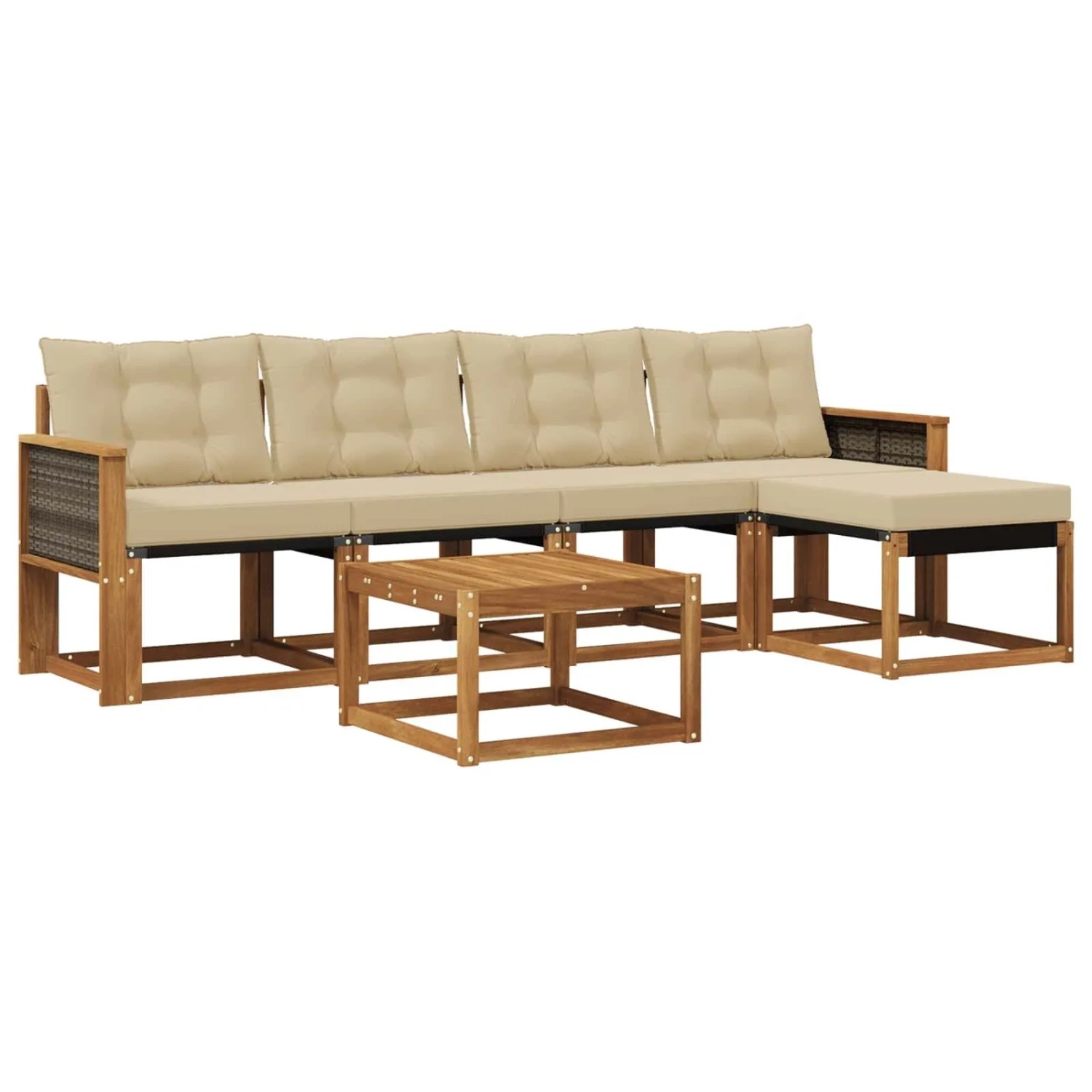 vidaXL Outdoor-Sofagarnitur mit Kissen 6 Stk Natur und Beige 3381901