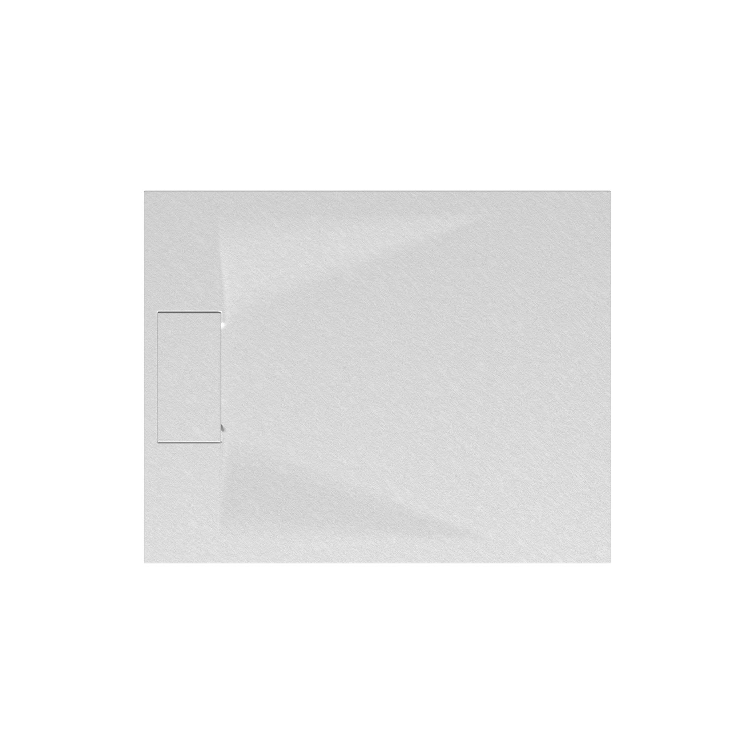 Rechteckige, extraflache Schulte Duschwanne ExpressPlus DWM-Tec, 100x80 cm, in Weiß mit Steinoptik.
